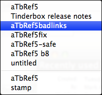 Recently used files menu Recently used files menu