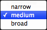 Border Width pop-up menu Border Width pop-up menu