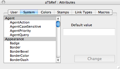 Attributes System pane Attributes System pane