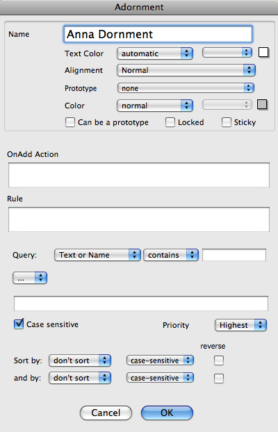 Create Adornment dialog Create Adornment dialog