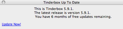 Tinderbox Up To Date dialog Tinderbox Up To Date dialog