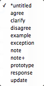Link Types: Types pop-up menu Link Types: Types pop-up menu