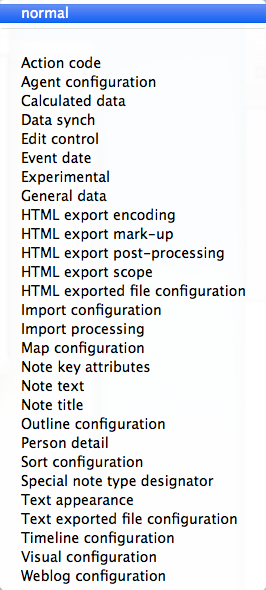 Note Window displayed Key Attribute: Value pop-up menu Note Window displayed Key Attribute: Value pop-up menu