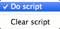 Note Window sidebar: Scripts pop-up menu Note Window sidebar: Scripts pop-up menu