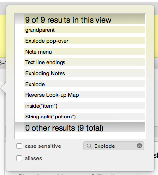 Find results pop-over