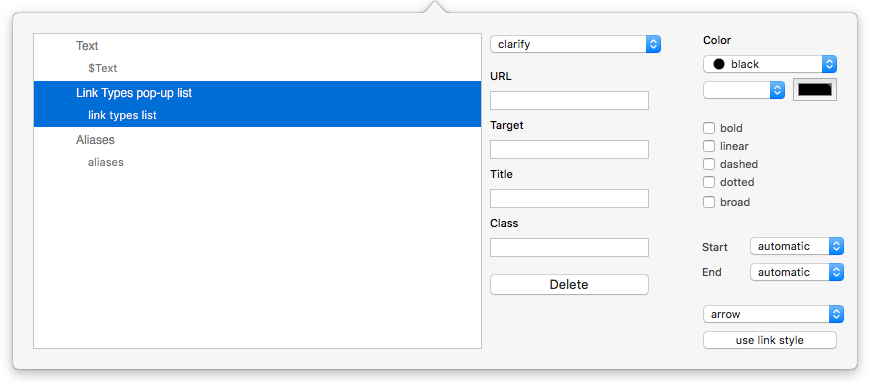 Browse Links pop-over