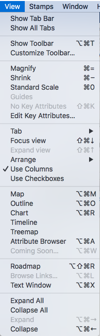 View menu View menu