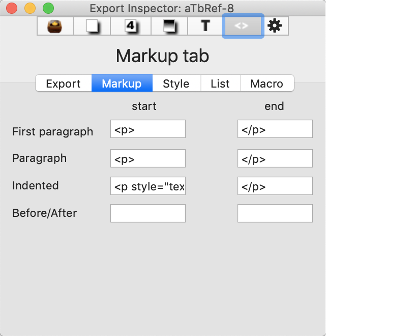 Markup tab Markup tab